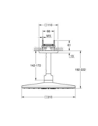 Grohe Rainshower 310 SmartActive Cube fejzuhany mennyzeti zuhanykarral hard graphite 26481A00