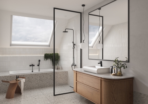 Ferro Ritto Black egykaros zuhanyrendszer, matt fekete NP84-BTR7U-BL