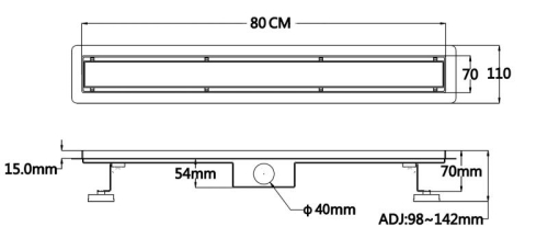 AREZZO design 2in1 80 cm rozsdamentes acél folyóka, szálcsiszolt arany AR-800DBG