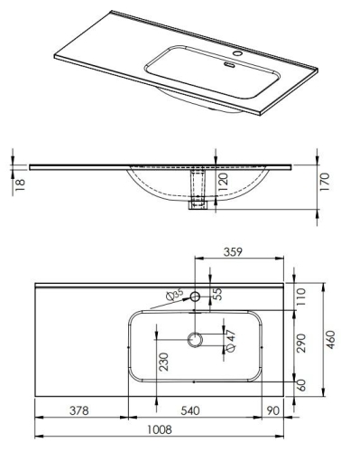 AREZZO design SKAPPA 100 cm jobbos mosdó, fehér AR-145945