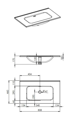 AREZZO design SKAPPA 80 cm mosdó csaplyuk nélkül, fehér AR-146032