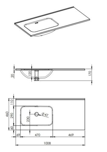 AREZZO design SKAPPA 100 cm balos mosdó csaplyuk nélkül, fehér AR-146036