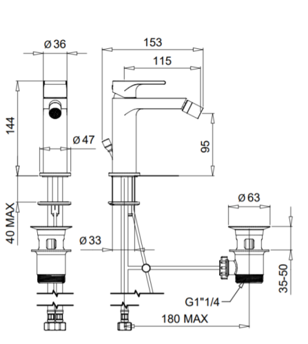 Bugnatese SIMPLE Bidet csaptelep leeresztő nélkül króm színben 6623SCR