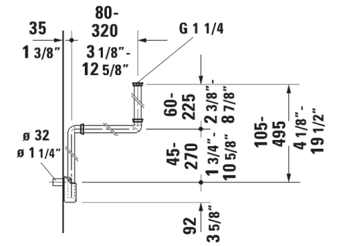 Duravit helytakarékos mosdószifon 0050760000