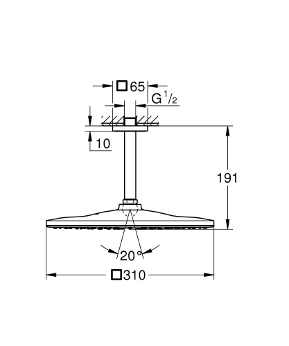 Grohe Rainshower Mono 310 Cube fejzuhany készlet mennyezetre 142 mm, 1 funkciós hard graphite 26566A00