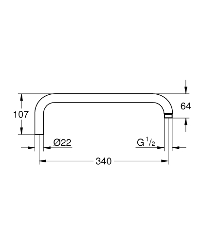 Grohe alkatrész Rainshower zuhanykar, zuhanyrendszerekhez, króm 14014000