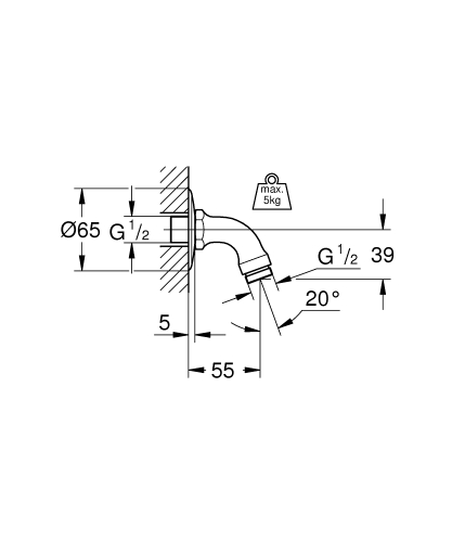 Grohe Relexa zuhanykar 55 mm, króm 28429000