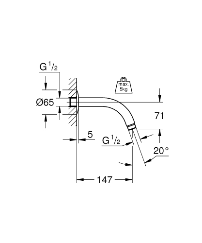 Grohe Relexa zuhanykar 147 mm, króm 28541000