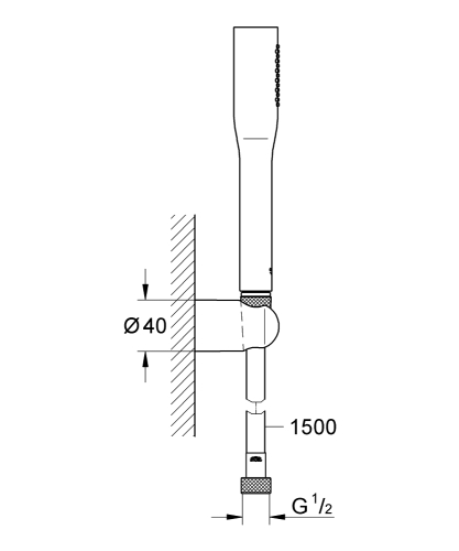 Grohe Vitalio Get Stick falitartós zuhanygarnitúra, 1 féle vízsugaras kézizuhannyal, króm 27459000