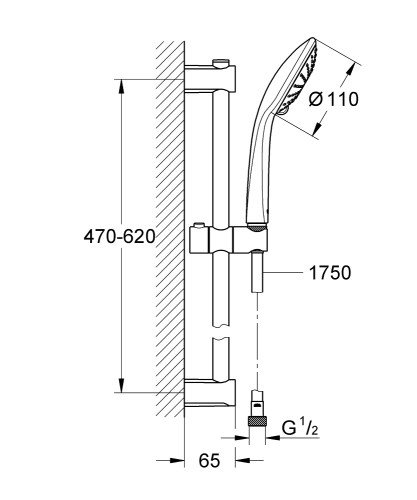 Grohe Vitalio Joy 110 Massage rudas zuhanygarnitúra, 3 féle vízsugaras kézizuhannyal, króm 27333000