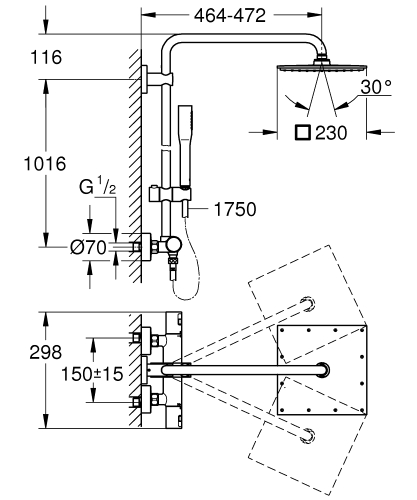 Grohe Vitalio Joy System 230 termosztátos zuhanyrendszer 26365000