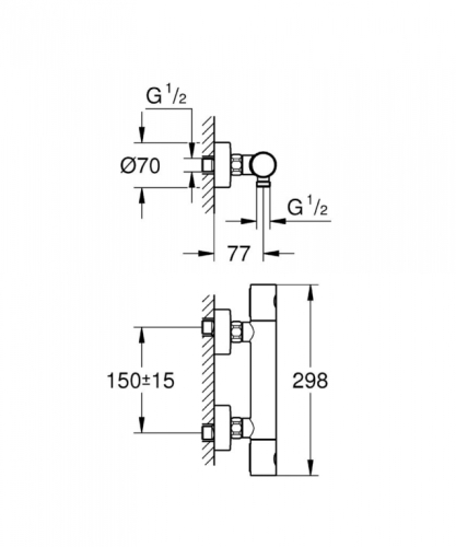 Grohe Grohtherm 1000 Cosmo M termosztátos zuhanycsaptelep hard graphite 34065A02