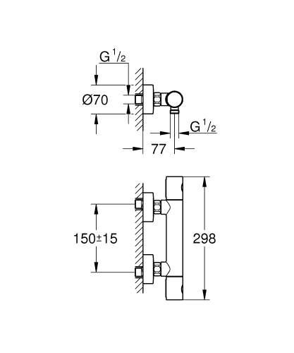 Grohe Precision Get termosztátos zuhanycsaptelep, króm 34773000