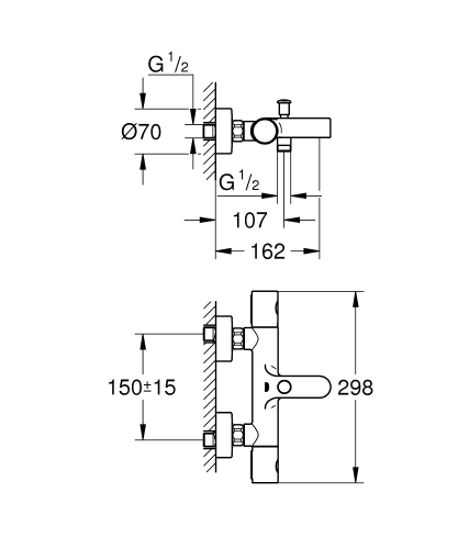 Grohe Precision Get termosztátos kádcsaptelep, króm 34774000