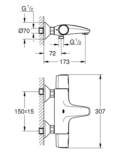 Grohe Precision Trend termosztátos kádcsaptelep, króm 34227002