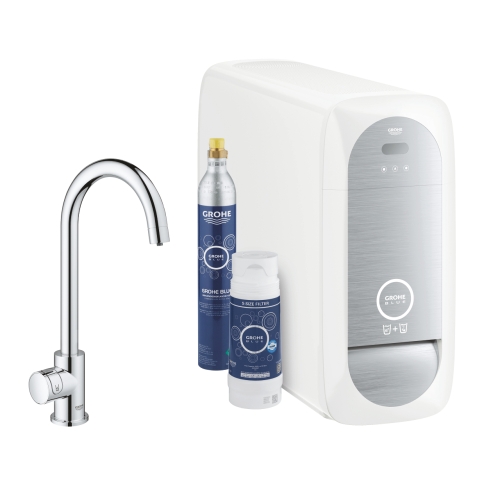 GROHE Blue Home C-kifolyós kezdőkészlet Mono csapteleppel (nem keverő csaptelep -csak szűrt vízre), króm 31498001