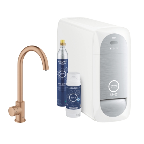 GROHE Blue Home C-kifolyós kezdőkészlet Mono csapteleppel (nem keverő csaptelep -csak szűrt vízre), brushed warm sunset 31498DL1