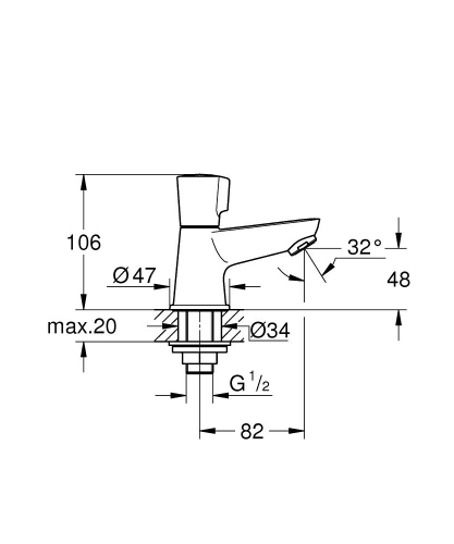 GROHE Costa L álló szelep (hidegvíz), króm 20404002