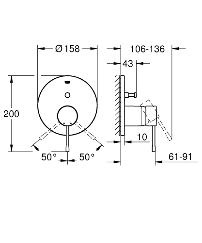 Grohe Essence 2 funkciós falsík alatti zuhanycsaptelep, króm 24167001