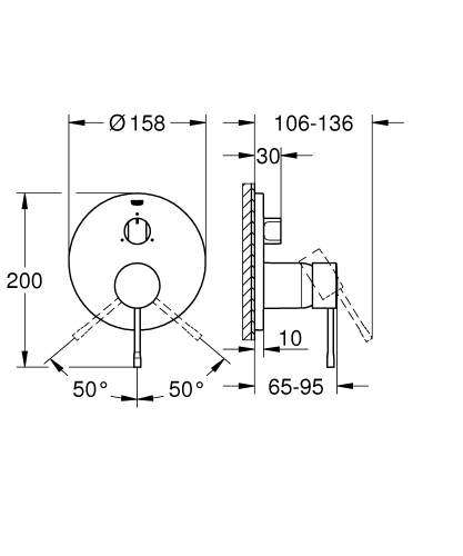 Grohe Essence 3 funkciós falsík alatti csaptelep, hard graphite 24169A01