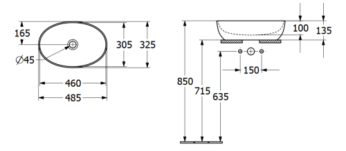 Villeroy & Boch Artis 48x32,5 cm pultra ültethető mosdó, fehér 43884801