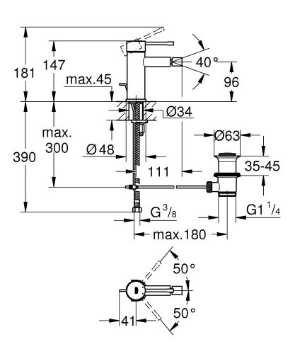 Grohe Essence egykaros bidécsaptelep S-es méret, króm 24178001