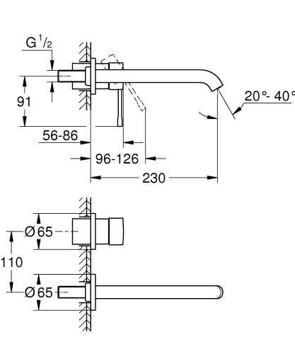 Grohe Essence 2-lyukas mosdócsaptelep L-es méret, króm 29193001