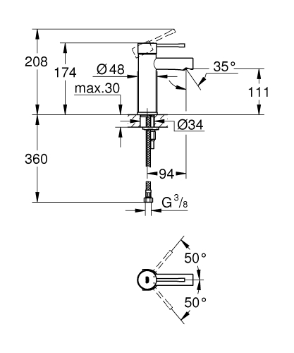 Grohe Essence egykaros mosdócsaptelep S-es méret, króm 34813001