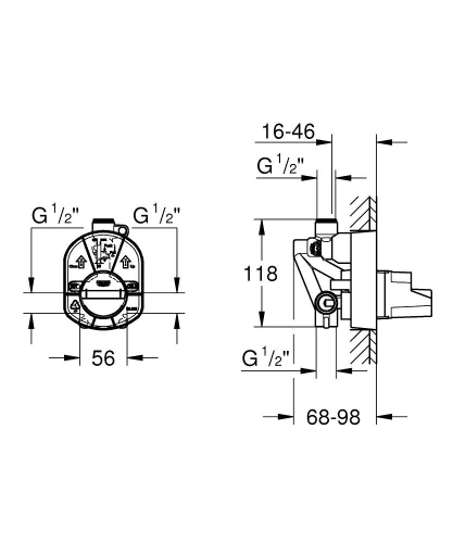 Grohe egykaros univerzális falba építhető test 33965000