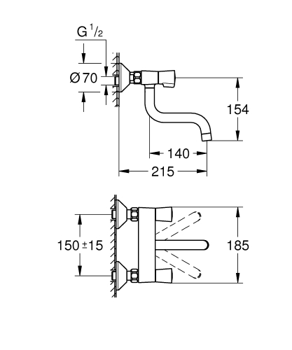 Grohe Costa L fali konyhai csaptelep, króm 31187002