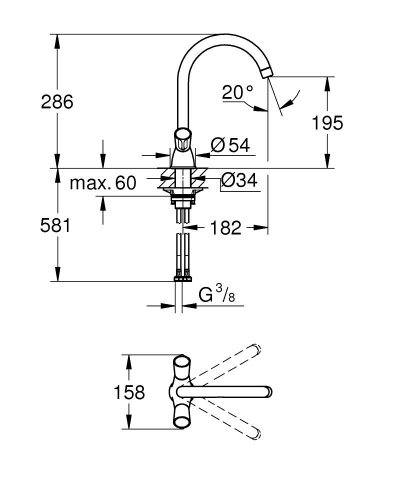 Grohe Costa L egylyukú mosogató csaptelep, króm 31831002