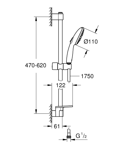 Grohe Tempesta 110 rudas zuhanyszett 3 funkciós, króm 27600003