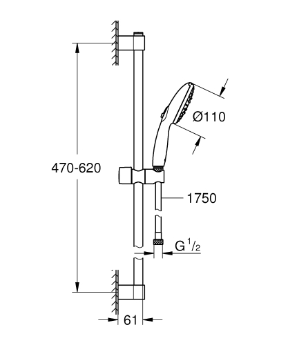 Grohe Tempesta 110 rudas zuhanyszett 3 funkciós, króm 27644003