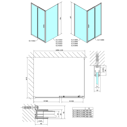 Sapho POLYSAN EASY LINE BLACK 110 cm tolóajtó transzparent üveggel, matt fekete EL1115B