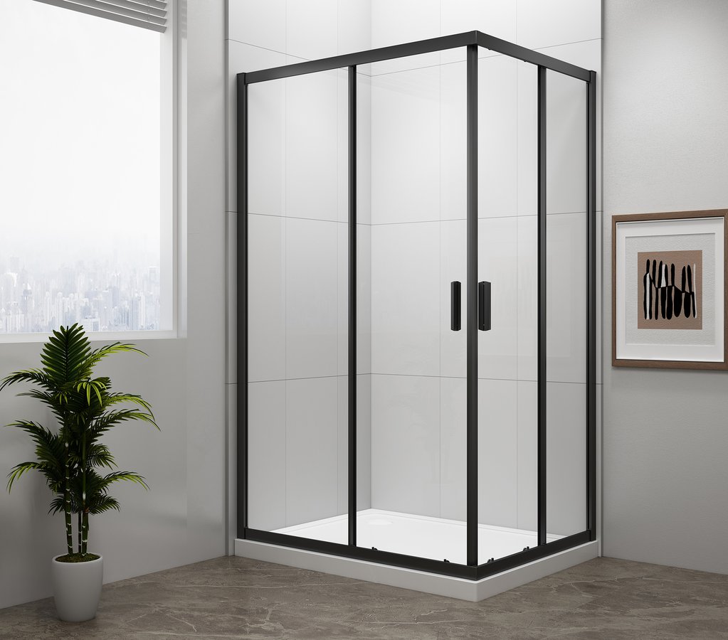 Sapho POLYSAN EASY LINE BLACK 90x80 cm szögletes zuhanykabin transzparent üveggel, matt fekete EL5315B