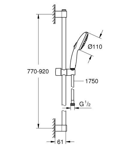 Grohe Tempesta 110 rudas zuhanyszett 3 funkciós, króm 27796003