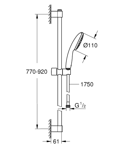 Grohe Tempesta 110 rudas zuhanyszett 1 funkciós, króm 27854003