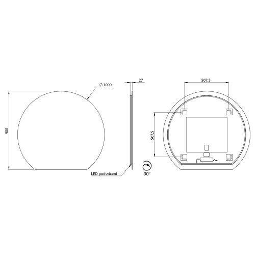 Sapho DARA CUT 100 cm LED tükör fűtőszállal 30562CI