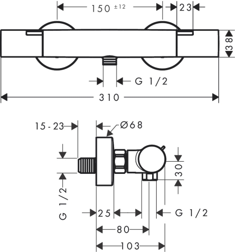 Hansgrohe Ecostat Fine termosztátos zuhanycsaptelep, króm 13324000