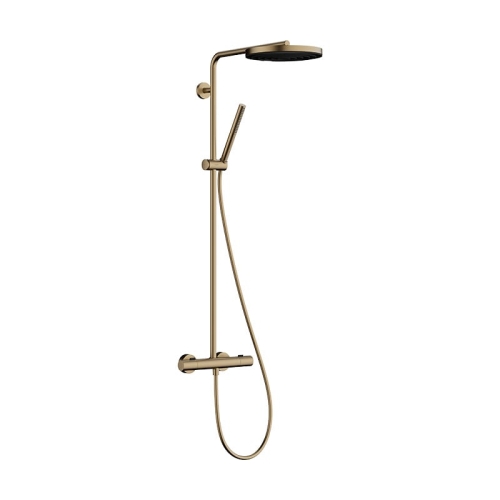 Hansgrohe Pulsify S Puro Showerpipe termosztátos zuhanyrendszer 1jet, szálcsiszolt bronz 24223140