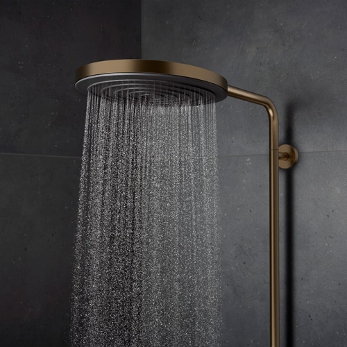 Hansgrohe Pulsify S Puro Showerpipe termosztátos zuhanyrendszer 1jet, szálcsiszolt bronz 24223140