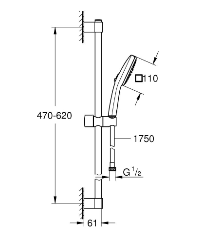 Grohe Tempesta Cube 110 rudas zuhanyszett 2 funkciós, matt fekete 267482433