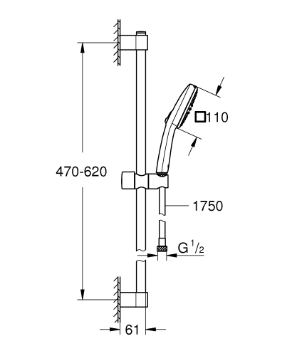 Grohe Tempesta Cube 110 rudas zuhanyszett 2 funkciós, króm 26904003