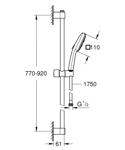 Grohe Tempesta 110 rudas zuhanyszett 3 funkciós (Rain, Jet, Massage), króm 26909003