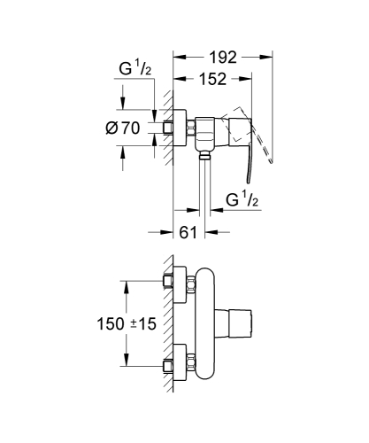 Grohe Wave Cosmopolitan egykaros zuhanycsaptelep, króm 23208000