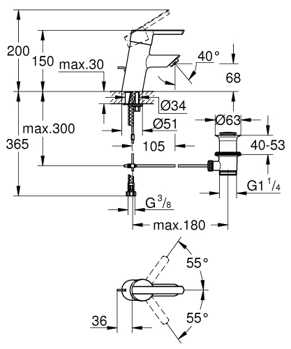 Grohe Feel egykaros mosdócsaptelep leeresztővel S-es méret, króm 32557000