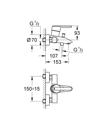 Grohe Feel egykaros kádcsaptelep, króm 32269000