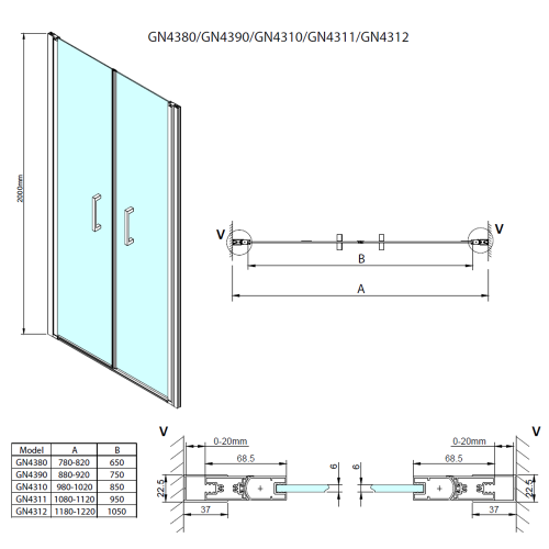 Sapho GELCO LORO 110 cm dupla szárnyú nyílóajtó transzparent üveggel, króm GN4311