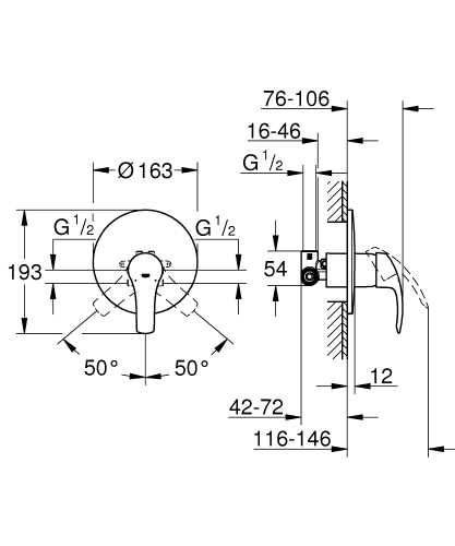 Grohe Eurosmart egykaros zuhanycsaptelep, króm 33556002