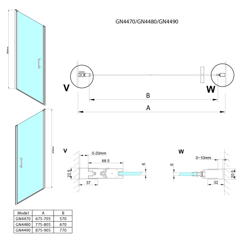 Sapho GELCO LORO 70 cm nyílóajtó transzparent üveggel, króm GN4470